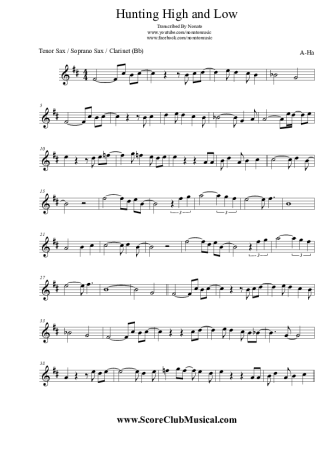 27772 Sheet music - Ha - Hunting High And Low - Clarinet (Bb)