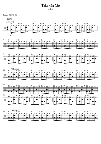 37498 Sheet music - Ha - Take On Me - Drums