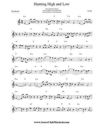 4507 Sheet music - Hunting High And Low - Keyboard