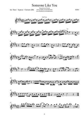 21747 Partitura - Someone Like You - Saxofone Tenor Soprano (Bb)