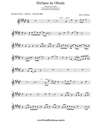 3621 Partitura - Elefante de Olinda - Saxofone Tenor Soprano (Bb)