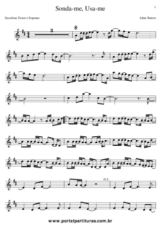 Sonda-me, Usa-me - Aline Barros | Sheet Music for Tenor Saxophone Soprano (Bb) | PDF Download