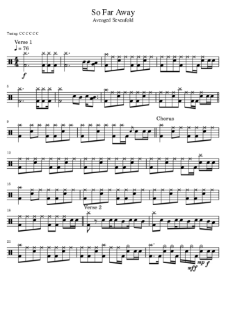 37280 Sheet music - So Far Away - Drums