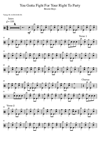 You Gotta Fight For Your Right To Party - Beastie Boys | Sheet Music for Drums | PDF Download