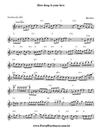 101 Sheet music - How Deep is Your Love - Alto Saxophone