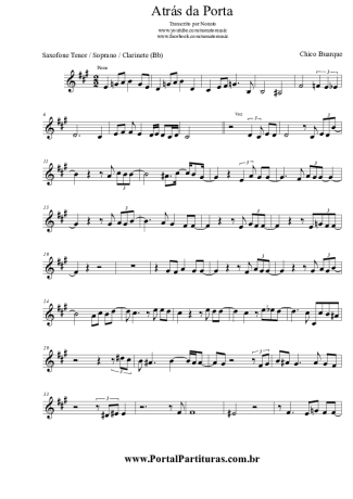 4010 Partitura - Atrás da Porta - Saxofone Tenor Soprano (Bb)