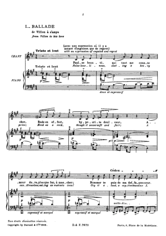 37126 Sheet music - 3 Ballades De François Villon - Piano