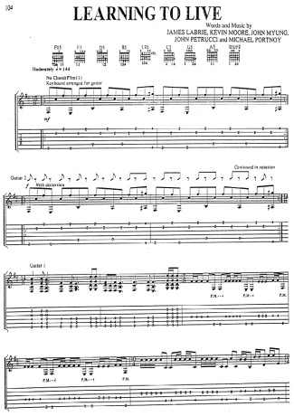 18485 Sheet music - Learning To Live - Guitar