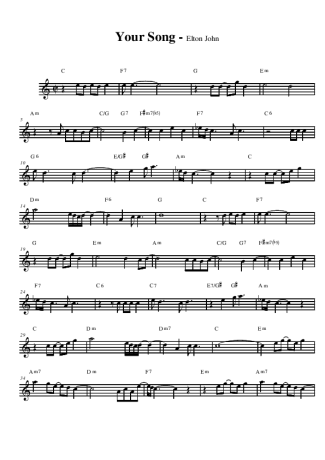1150 Partitura - Your Song - Saxofón Alto (Mi♭)