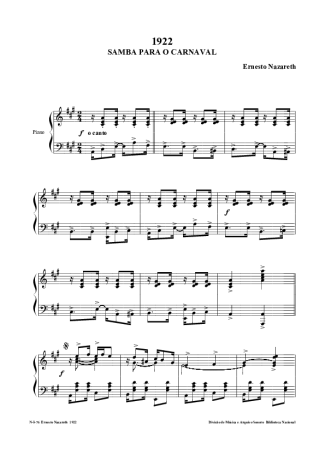 11292 Sheet music - 1922 Samba Para O Carnaval - Piano