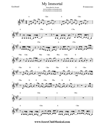 5374 Sheet music - My Immortal - Keyboard