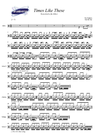 7945 Sheet music - Times Like These - Drums
