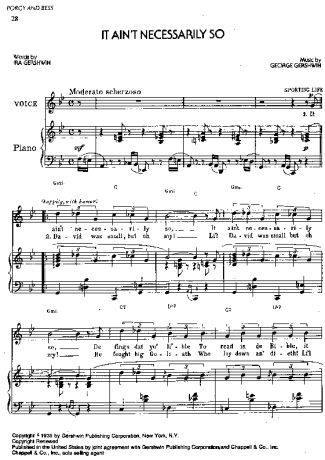 1901 Sheet music -  It Ain´t Necessarily So - Piano