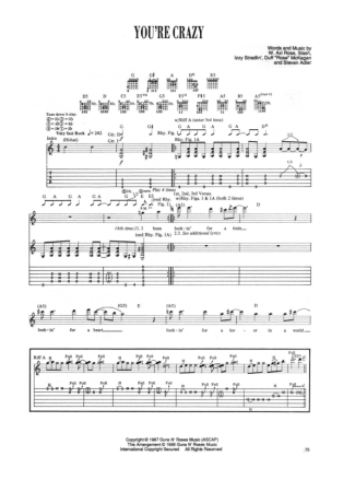 15234 Partitions - You're Crazy - Guitare