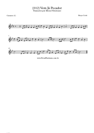 19847 Sheet music - (012) Vem Já Pecador - Clarinet (C)