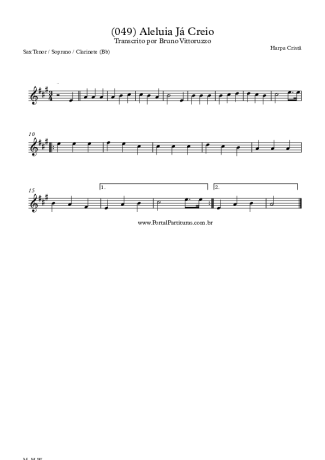 28398 Sheet music - (049) Aleluia Já Creio - Clarinet (Bb)