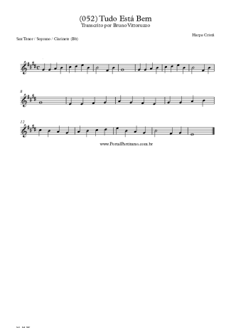 28401 Sheet music - (052) Tudo Está Bem - Clarinet (Bb)