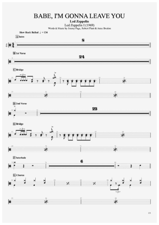 34642 Sheet music - Babe, I´m Gonna Leave You - Drums