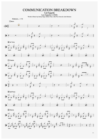 34181 Sheet music - Communication Breakdown - Drums