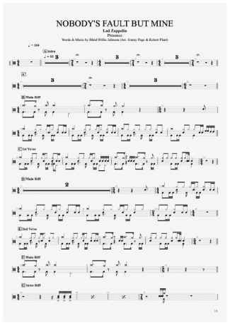 33834 Sheet music - Nobody´s Fault But Mine - Drums