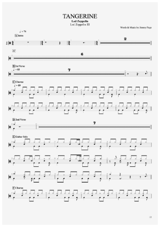 34288 Sheet music - Tangerine - Drums