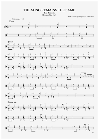 34725 Sheet music - The Song Remains The Same - Drums