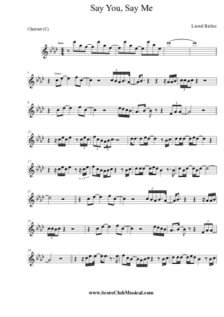 3924 Sheet music - Say You, Say Me - Clarinet (C)
