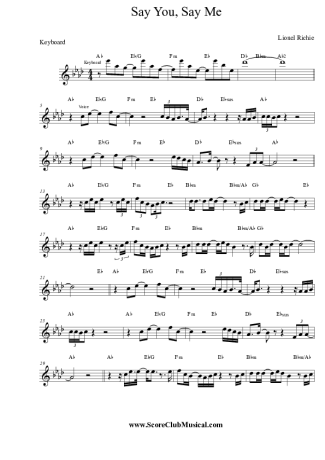 3926 Sheet music - Say You, Say Me - Keyboard