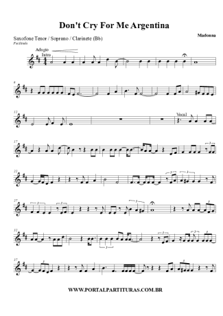 28750 Sheet music - Don´t Cry For Me Argentina - Clarinet (Bb)