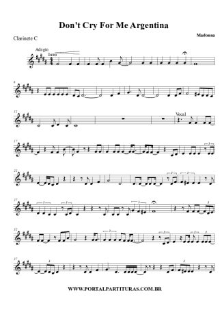 2751 Sheet music - Don´t Cry For Me Argentina - Clarinet (C)
