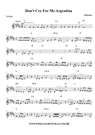 2752 Sheet music - Don´t Cry For Me Argentina - Keyboard