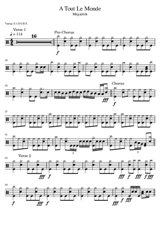 38018 Sheet music - A Tout Le Monde - Drums