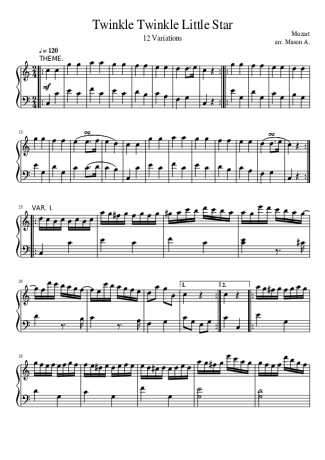 9952 Sheet music - 12 Variations of Twinkle Twinkle Little Star - Piano