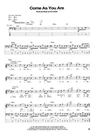 19225 Sheet music - Come As You Are - Bass