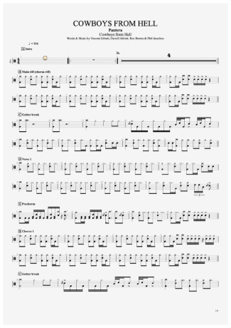 34200 Sheet music - Cowboys From Hell - Drums