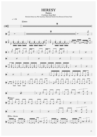 34657 Sheet music - Heresy - Drums