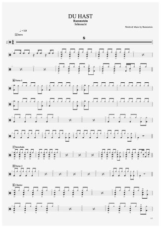 34215 Sheet music - Du Hast - Drums
