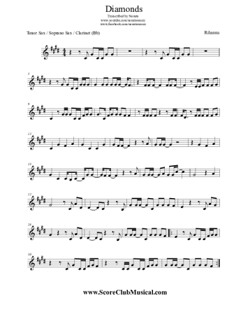 4878 Sheet music - Diamonds - Tenor Saxophone Soprano (Bb)