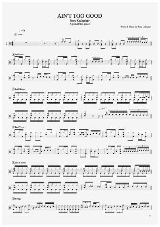 34757 Sheet music - Ain´t Too Good - Drums