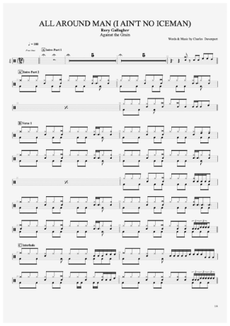 34758 Sheet music - All Around Man (I Ain´t No Iceman) - Drums