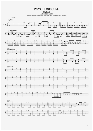 35221 Sheet music - Psychosocial - Drums