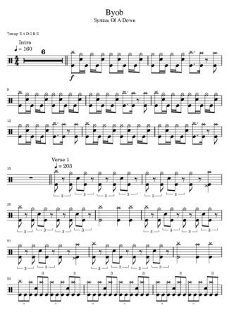 38081 Sheet music - B.Y.O.B. - Drums