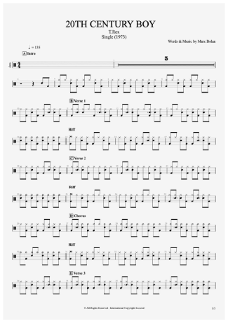 33429 Sheet music - 20th Century Boy - Drums