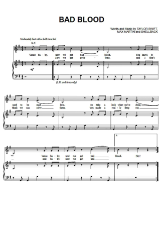 43451 Sheet music - Bad Blood - Piano
