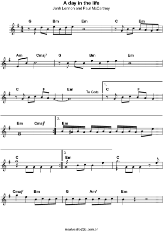 264 Sheet music - A day In The Life - Keyboard