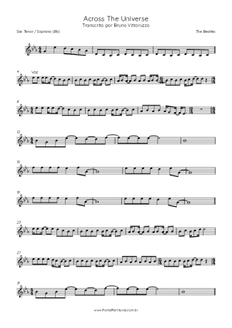 34576 Sheet music - Across The Universe - Tenor Saxophone Soprano (Bb)