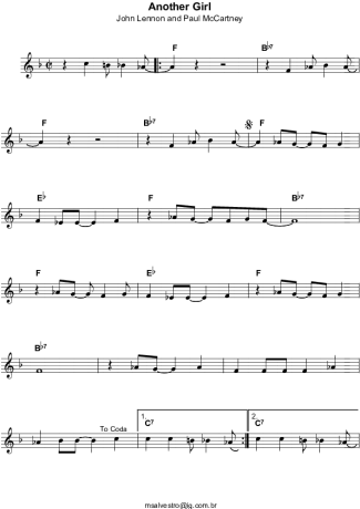 224 Sheet music - Another Girl - Keyboard