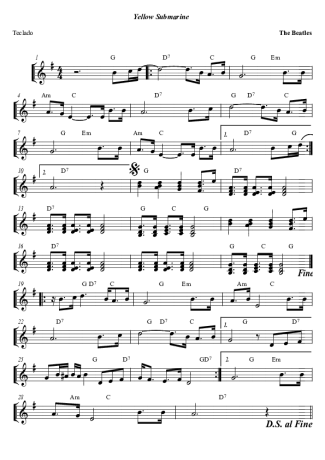 1728 Noten - Yellow Submarine - Keys