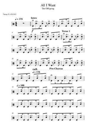 39443 Sheet music - All I Want - Drums