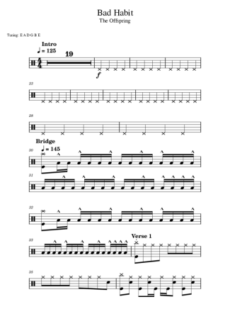 40395 Sheet music - Bad Habit - Drums